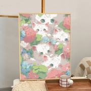 可爱猫咪数字油画diy填充涂色手工手绘治愈系，卡通丙烯油彩装饰画