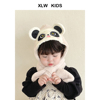 动物卡通宝宝帽子围巾一体帽儿童，毛绒护耳帽男女童可爱熊猫保暖帽