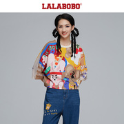 lalabobo春夏时尚肥宅乐和，卡路里七分短袖，t恤女l21c-wsdt14