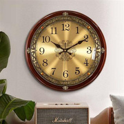 实木挂墙挂钟客厅欧式家用时钟美式轻奢卧室挂表时尚大气石英钟表