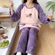 月子服孕产妇睡衣秋冬季加厚保暖法兰绒哺乳喂奶珊瑚绒家居服套装