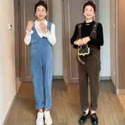 孕妇洋气两件套韩版秋季连体背带裤时尚减龄百搭休闲上衣长袖套装