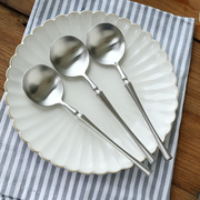 304不锈钢纯色北欧风格哑光小蛮腰餐勺汤匙圆头汤勺子家用餐具
