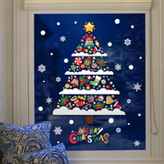 圣诞节装饰贴纸2023场景布置墙贴店铺玻璃门贴雪花圣诞树元旦窗贴