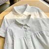 2023夏装白色短袖衬衫女韩版宽松文艺娃娃，领纯棉半袖女士衬衣
