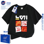 NASA男童短袖T恤夏季2024大童潮牌童装儿童纯棉半袖女童夏装