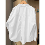 白色长袖衬衫外套女春秋春季设计感小众法式纯棉衬衣女款上衣春装