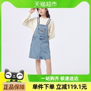 巴拉巴拉女童秋季连衣裙儿童裙子中大童童装甜美洋气牛仔背带裙潮