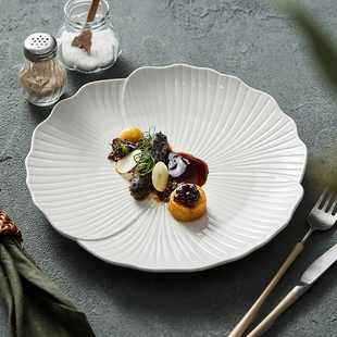 西餐牛排餐盘家用大平盘浅盘，水果盘陶瓷高级感白色蛋糕碟子菜盘子