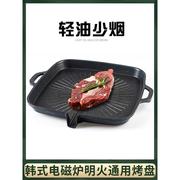 韩式电磁炉烤盘家用烤肉锅麦饭石不粘牛排铁板烧明火通用方形圆形