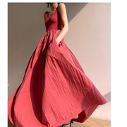 法式艺术优雅蓬蓬连衣裙，女装2024春季显瘦芭蕾无袖吊带裙