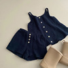 韩系女童套装夏季薄款吊带上衣时髦短裤2023女宝宝夏装两件套