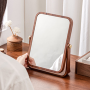 高端实木镜子高清化妆镜台式桌面，主卧室圆方形，木框中式复古梳妆镜