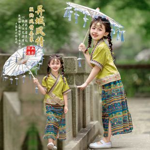 三月三女童夏装民族服装，连衣裙夏季广西壮族傣族旗袍，儿童表演出服