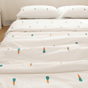 老粗布四件套萝卜简约清新文艺全棉床单被套纯棉被罩床笠可
