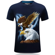 靓仔男式3D短袖T恤立体霸气个性创意加大码带有飞老鹰图案的衣服