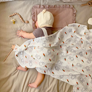 新生儿包巾抱被产房，包单夏婴儿纱布巾，浴巾双层纱竹棉襁褓包巾盖毯