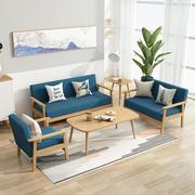 现代客厅实木沙发茶几，组合套装出租屋，简约布艺三人办公小户型沙发