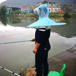 男士头戴式成人飞碟雨衣雨伞帽垂钓装备雨具斗篷折叠透明钓鱼雨帽