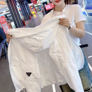 韩国白色冲锋衣休闲短版风衣夹克女春秋202N3欧货薄款外套上