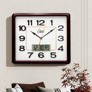 康巴丝新中式钟表挂钟客厅家用高档静音时钟挂墙方形，万年历(万年历)石英钟