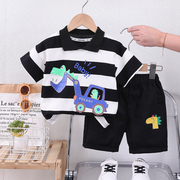 男童卡通夏季短袖套装，两件套一周岁宝宝夏装，洋气衣服婴儿小童装潮