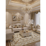 法式轻奢实木雕刻布艺沙发组合现代客厅别墅样板房高端家具定制