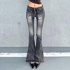 美式复古低腰牛仔裤，女性感修身显瘦弹力y2k裤子直筒拖地喇叭长裤