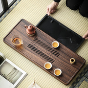 新中式胡桃木茶盘抽屉式茶具，托盘茶海储水排水干泡台家用实木茶台