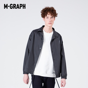 m-graph卓卡潮牌男装，青春流行印花夹克，宽松休闲短款风衣外套