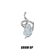 GROWUP原创冰川系列天然石开口戒指女小众设计感夸张金属熔岩指环