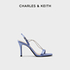 charles&keith春夏女鞋，ck1-60280328时尚半宝石链条，饰高跟凉鞋女