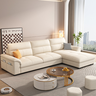 奶油风布艺沙发猫抓绒，布网红北欧客厅，中小户型现代简约沙发组合