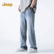 jeep吉普牛仔裤男薄款宽松浅色男士裤子，2024美式休闲直筒男裤
