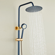 定制欧式仿古淋浴花洒家用太空铝淋浴器 蓝金色卫浴花洒套装淋雨