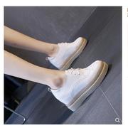 香港内增高小白鞋女2024秋季松糕厚底韩版高跟英伦风女鞋8cm