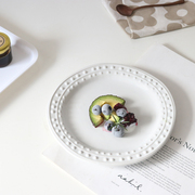 简约韩式陶瓷菜盘浮雕点盘网红盘子创意餐盘，水果盘套装平盘北欧盘