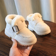 。加绒加厚雪地靴冬季厚底，防滑保暖女童马丁靴2022女宝宝短靴