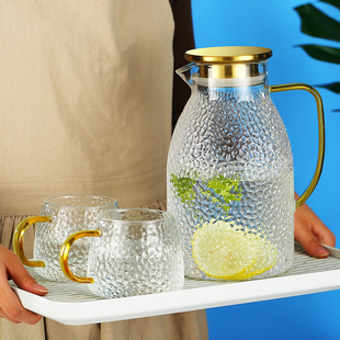 冷水壶玻璃耐高温家用大容量，凉水杯泡，茶壶套装耐热防摔扎壶开水瓶
