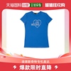 香港直邮moschino莫斯奇诺，宝蓝色t恤女士镶钻爱心字母图案圆领