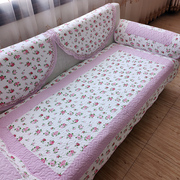 双面纯棉粉色沙发垫四季通用田园，碎花小清新花朵，韩式布艺坐垫套巾