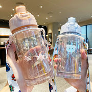 可爱ins少女心双层塑料杯创意清新学生过滤花茶杯星空便携水杯子