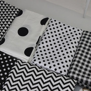 布料黑白格子点点全棉斜纹棉布可定制床品桌布宽1.6米ins风~