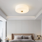 帕莎圆形双层吸顶灯创意奶油风玻璃卧室灯简约后现代设计温馨房间