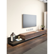 伸缩电视柜现代简约北欧小户型客厅胡桃黑色电视机柜实木多层地柜