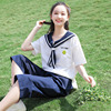 中学生夏季短袖两件套服，休闲少女装海军jk服校服高初中生套装