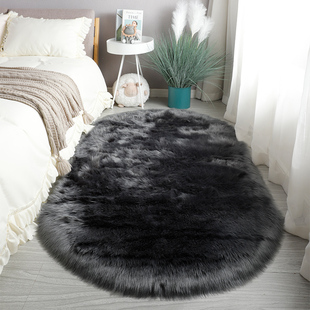 黑灰色羊毛地毯卧室床边加厚飘窗毛绒橱窗装饰垫服装拍照背景毛毯