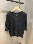 香港專櫃代購agnes b. 23春夏女裝针织T恤短款半袖打底亮丝上衣
