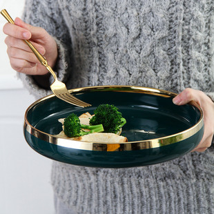 北欧ins网红盘子创意轻奢日式菜碟陶瓷盘西餐平盘汤盘鱼盘
