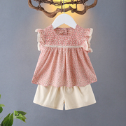 女童夏季短袖时髦套装，1一2-3-4岁小女孩洋气夏天衣服，童装宝宝夏装